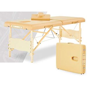 WQZStar Tables de Spa Table de Massage Portable à 2 Sections Largeur 71 cm Matelas 5 cm d'épaisseur Mousse Reiki Confort supérieur Deluxe Étui de Transport Robuste (Beige) (Beige) - Publicité