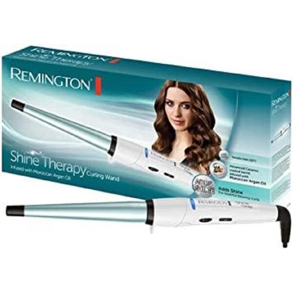 remington ci53w arricciacapelli ferro per capelli in ceramica temperatura massima 210 °c 8 livelli di calore autospegnimento colore bianco - ci53w shine therapy