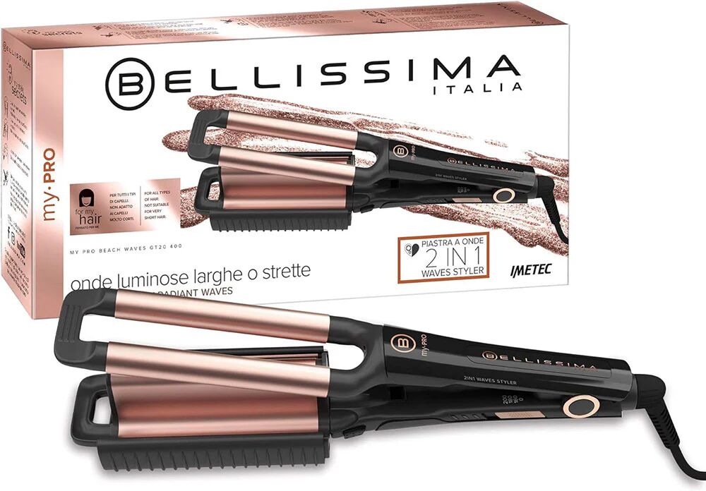 Bellissima My Pro Imetec Beach Waves Gt20 400 Piastra Per Capelli Per Onde Larghe E Strette, Rivestimento In Ceramica, Temperatura Regolabile 160 C°- 200°C