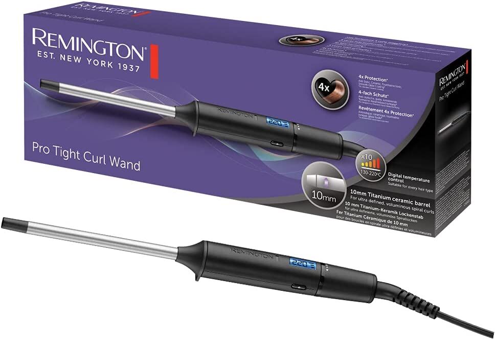 remington ci6x10 arricciacapelli rotante in ceramica temperatura max 220°c 10 temperature colore nero - ci6x10 pro tight curl wand