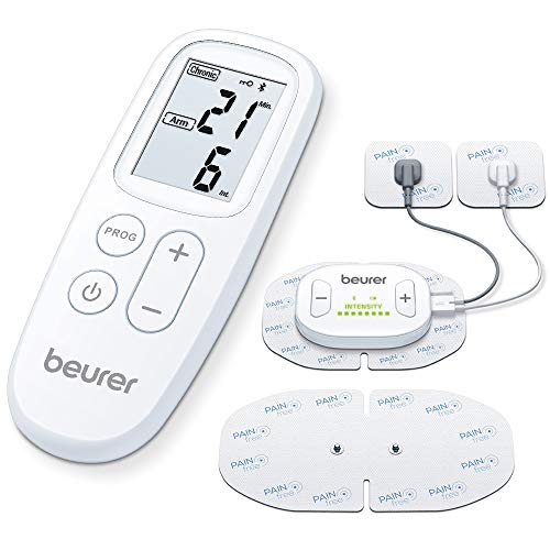 Beurer EM 70 Wireless TENS/EMS-apparaat, draadloos stimulatiestroomapparaat voor pijntherapie, spierstimulatie en massage, met app, inclusief 4 elektroden