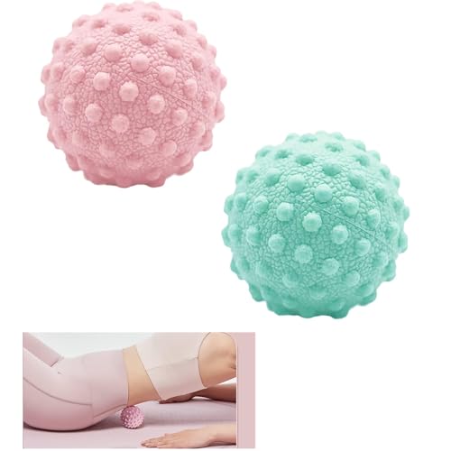 MEZOKUCEL 2 stuks voetmassageballen set voetmassage bal voetmassage voetmassage plantaire fasciitis massage massage voetmassage (roze + groen)