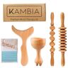 KAMBIA 4-in-1 houten therapieset, houttherapieset, cellulitis, houttherapieset, incl. 2 rollen, Zweedse beker + paddenstoel en vormbord.