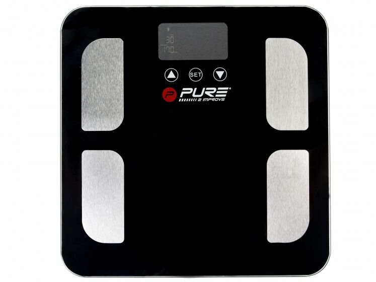 Pure2Improve Personenweegschaal met vetmeting 35 cm zwart/zilver - Zilver,Zwart