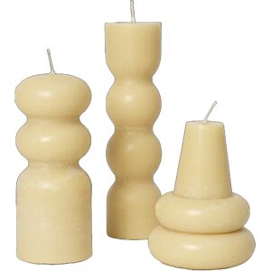 Ferm Living Torno Candles Set Of 3 Pale Yellow