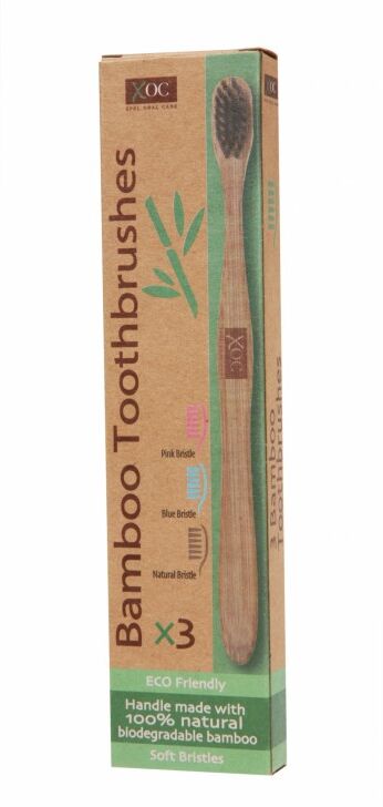 XOC Eco Friendly Bamboo Tannbørster 3 stk Tannkost