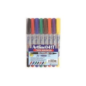 Märkpenna permanent 0.4-1.0mm   Artline 041T (2-i-1)   sorterade färger   8st