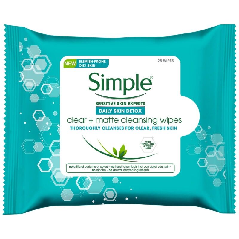 Simple Clear & Matte Cleansing Wipes 25 st Reng&ouml;ringsservetter