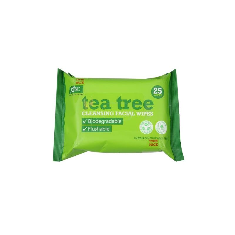 Tea Tree Biodegradable Cleansing Facial Wipes Twin Pack 2 x 25 st Reng&ouml;ringsservetter