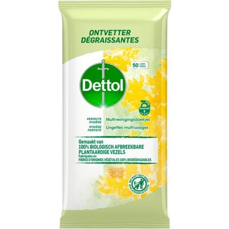 Dettol Perfect Hygiejne Biodegradable Wipes Citrus 50 st Reng&ouml;ringsservetter