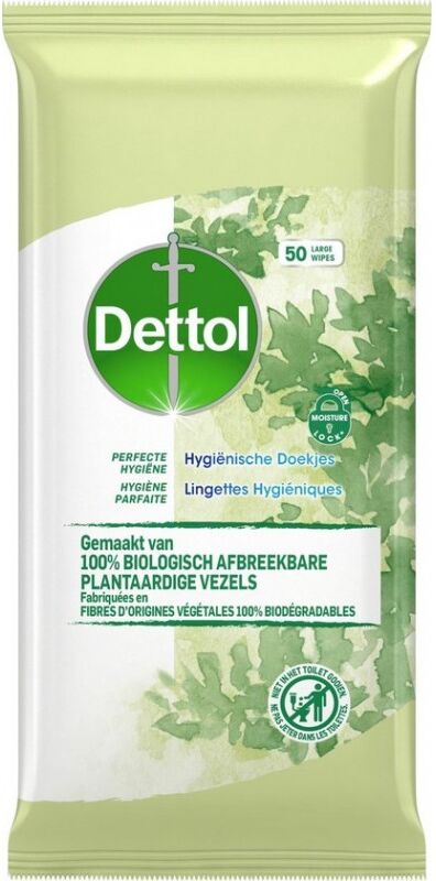 Dettol Perfect Hygiejne Biodegradable Wipes 50 st Reng&ouml;ringsservetter