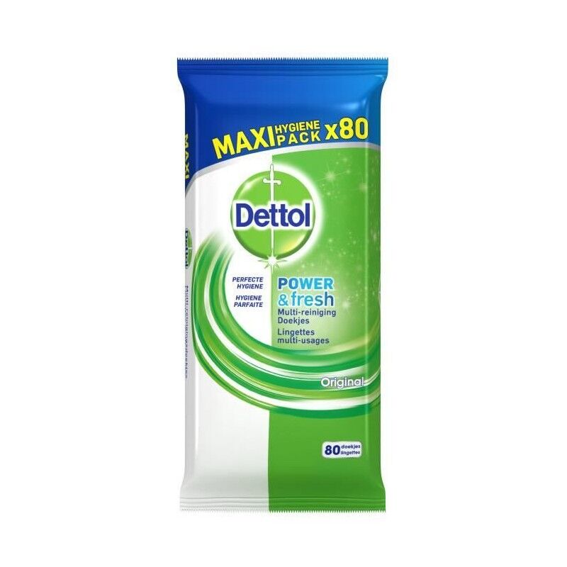 Dettol Power & Fresh Original Disinfectant Antibacterial Wipes Maxi Pack 80 st Reng&ouml;ringsservetter