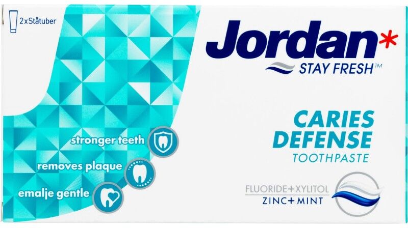 Jordan Stay Fresh Caries Defence Toothpaste 2 x 50 ml Tandkr&auml;m