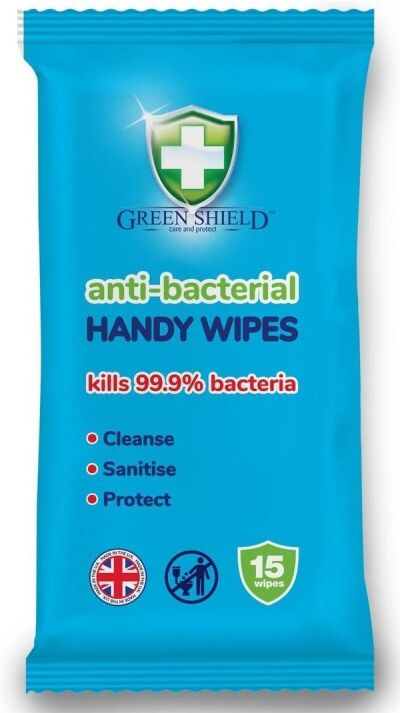 Green Shield Anti-Bacterial Handy Hand Wipes 15 st Reng&ouml;ringsservetter