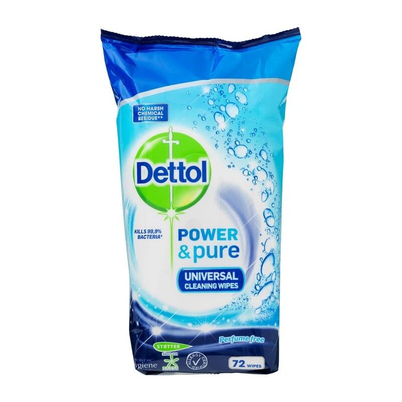 Dettol Power & Pure Bathroom Cleaning Wipes 72 st Reng&ouml;ringsservetter