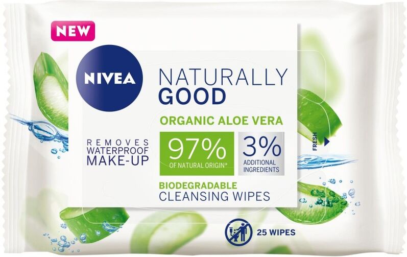 Nivea Naturally Good Biodegradable Cleansing Wipes 25 st Reng&ouml;ringsservetter