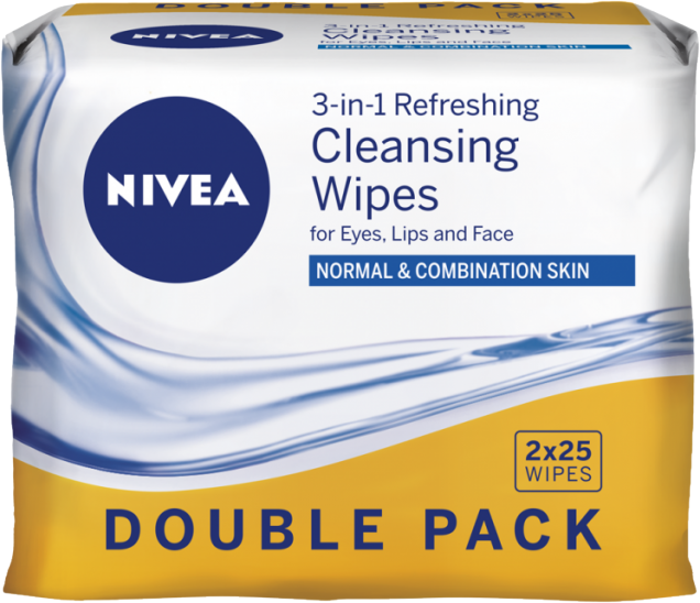 Nivea 3-in-1 Refreshing Cleansing Wipes 2 Pack 2 x 25 st Reng&ouml;ringsservetter