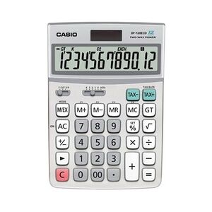 Casio Taschenrechner, DF-120ECO, silber, 12-stelliges Display, Solar/Batteriebetrieb