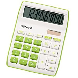 Genie 840 g 10 chiffres calculatrice de bureau avec double alimentation (solaire et batterie) Compact – Vert - Publicité