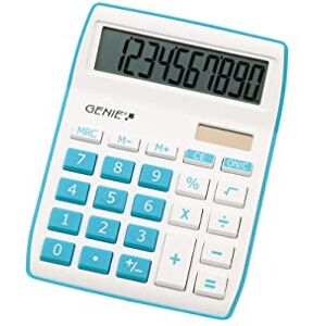 Genie 840 B 10 chiffres calculatrice de bureau avec double alimentation (solaire et batterie) – Design Compact (Bleu) - Publicité