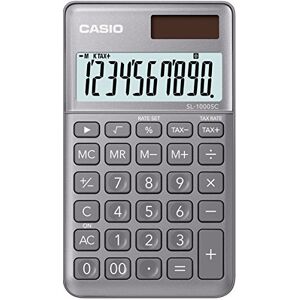 Casio Calculatrice SL-1000SC 10 Chiffres Couleurs élégantes Calculatrice de Taxes Façade en Aluminium Fonctionne à l'énergie Solaire/à Piles - Publicité