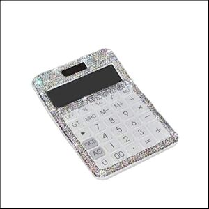 Torribaly Rhinestone Crystal Dazzling 12 Digit Solar and Battery Dual Power ,LCD Display C