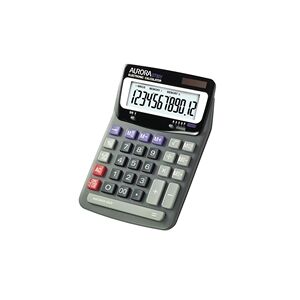Aurora Grey/Black 12-Digit Desk Calculator (solar with battery) DT85V