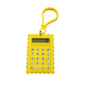 N-K Portable Mini Electronic Calculator Biscuit Shape 8 Digits Pocket Calculator Standard Function Student Mini Calculator for School Office Supplies Yellow Portable and Usefulsecurity