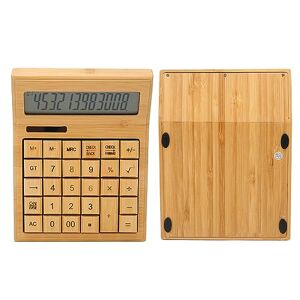 Sxhlseller Bamboo Calculator, Solar Powered Battery Powered Eco Friendly Function Calculator with 12 Bit Digital LCD Screen, Bamboo Wooden Solar Calculators for School Microcontroller Board