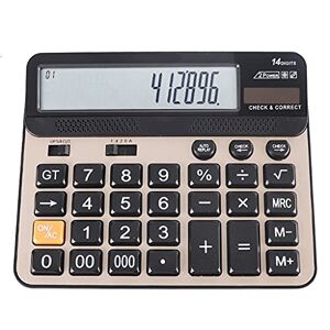 KLOVA Large Calculator, Large Button Calculator Large LCD Display 14 Digits Desktop Check Correct Electronic Calculator with Solar 2 Power