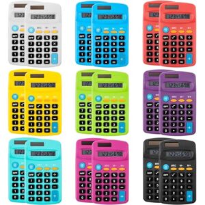 MSYU 18 Pieces Pocket Size Calculator 8 Digit Display Basic Calculator Solar Battery Dual Power Mini Calculator for Desktop Home Office School Students Kids, 9 Colors
