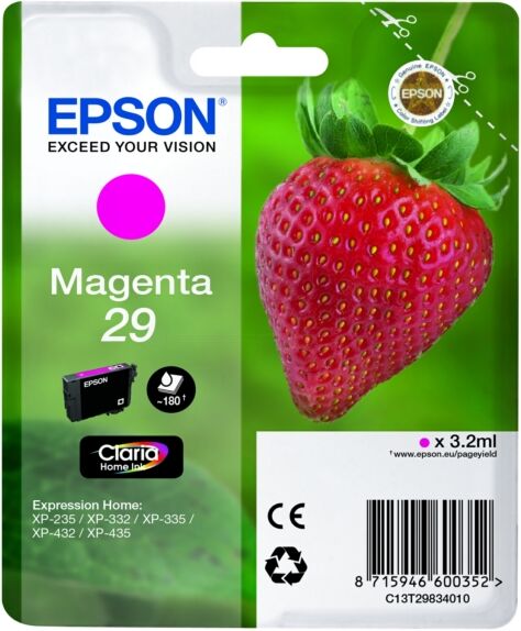 Epson Original Epson Expression Home XP-445 Tintenpatrone (29 / C 13 T 29834012) magenta, 180 Seiten, 4,55 Cent pro Seite, Inhalt: 3 ml