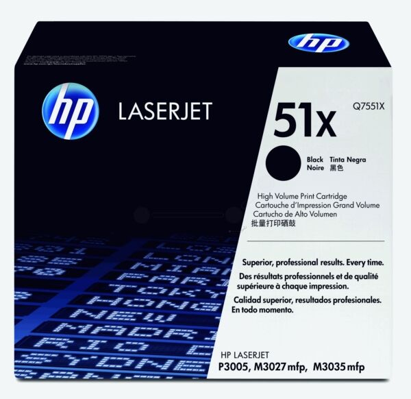 HP Original HP LaserJet P 3005 N Toner (51X / Q 7551 X) schwarz, 13.000 Seiten, 1,05 Rp pro Seite