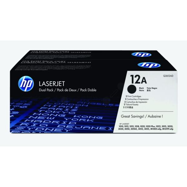 HP Kompatibel zu Canon i-SENSYS LBP-3000 Toner (12AD / Q 2612 AD) schwarz Multipack (2 St.), 2.000 Seiten, 7,32 Rp pro Seite von HP