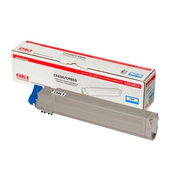 Oki Original OKI C 9650 eXpress Toner (42918915) cyan, 15.000 Seiten, 2,24 Rp pro Seite - ersetzt Tonerkartusche 42918915 für OKI C 9650eXpress