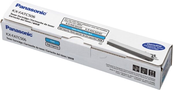 Panasonic Original Panasonic KX-MC 6040 Toner (KX-FATC 506) cyan, 4.000 Seiten, 1,56 Rp pro Seite - ersetzt Tonerkartusche KXFATC506 für Panasonic KX-MC6040