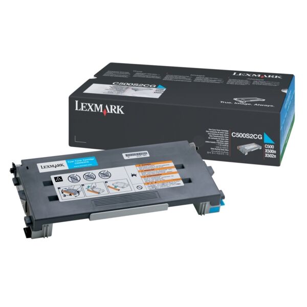 Lexmark Original Lexmark X 502 N Toner (C500H2CG) cyan, 3.000 Seiten, 5,78 Rp pro Seite - ersetzt Tonerkartusche C500H2CG für Lexmark X 502N