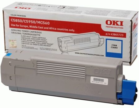 Oki Original OKI MC 560 N Toner (43865723) cyan, 6.000 Seiten, 3,86 Rp pro Seite - ersetzt Tonerkartusche 43865723 für OKI MC 560N