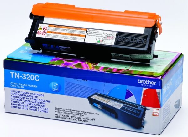 Brother Original Brother TN-320 C Toner cyan, 1.500 Seiten, 5,02 Rp pro Seite - ersetzt Brother TN320C Tonerkartusche