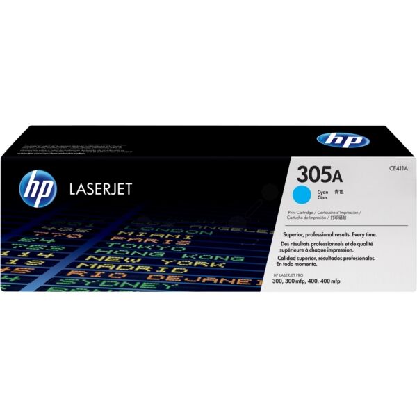HP Original HP LaserJet Pro 300 color MFP M 375 nw Toner (305A / CE 411 A) cyan, 2.600 Seiten, 5,25 Rp pro Seite