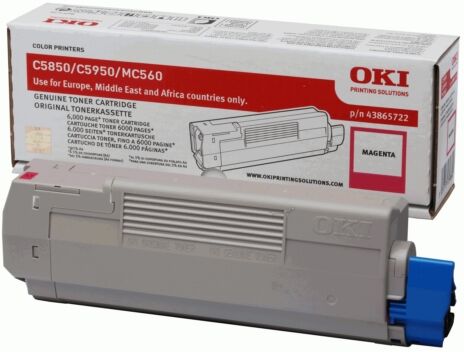 Oki Original OKI MC 560 DN Toner (43865722) magenta, 6.000 Seiten, 4,07 Rp pro Seite - ersetzt Tonerkartusche 43865722 für OKI MC 560DN