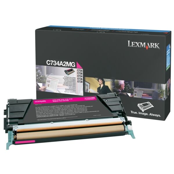 Lexmark Original Lexmark C 736 N Toner (C734A2MG) magenta, 6.000 Seiten, 2,94 Rp pro Seite - ersetzt Tonerkartusche C734A2MG für Lexmark C 736N