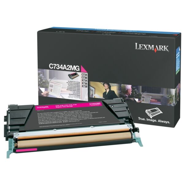 Lexmark Original Lexmark Optra C 734 N Toner (C734A2MG) magenta, 6.000 Seiten, 2,94 Rp pro Seite - ersetzt Tonerkartusche C734A2MG für Lexmark Optra C 734N