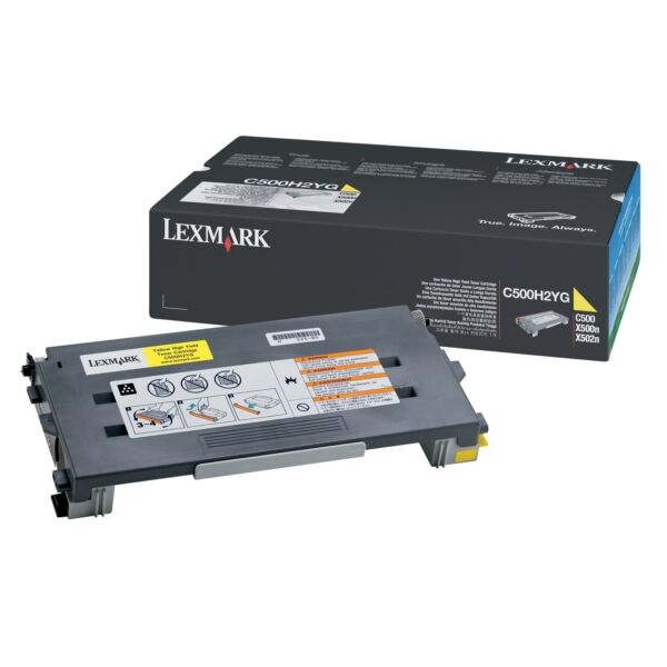Lexmark Original Lexmark C 500 Series Toner (C500H2YG) gelb, 3.000 Seiten, 5,7 Rp pro Seite - ersetzt Tonerkartusche C500H2YG für Lexmark C 500Series