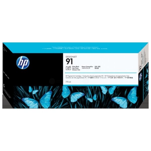 HP Original HP DesignJet Z 6100 Series Tintenpatrone (91 / C 9465 A) photoschwarz, Inhalt: 775 ml