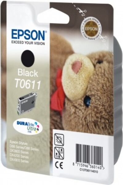 Epson Original Epson Stylus DX 4850 Plus Tintenpatrone (T0611 / C 13 T 06114010) schwarz, 250 Seiten, 5,0 Rp pro Seite, Inhalt: 8 ml