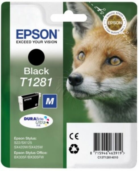 Epson Original Epson Stylus T 22 Tintenpatrone (T1281 / C 13 T 12814011) schwarz, 170 Seiten, 8,09 Rp pro Seite, Inhalt: 5 ml