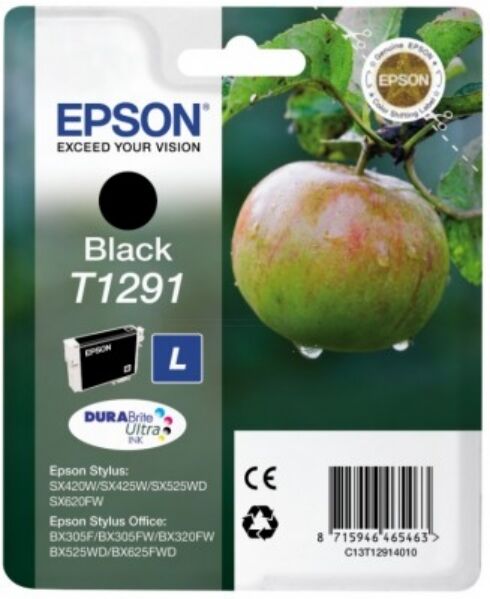 Epson Original Epson WorkForce 525 Tintenpatrone (T1291 / C 13 T 12914010) schwarz, 380 Seiten, 4,59 Rp pro Seite, Inhalt: 11 ml