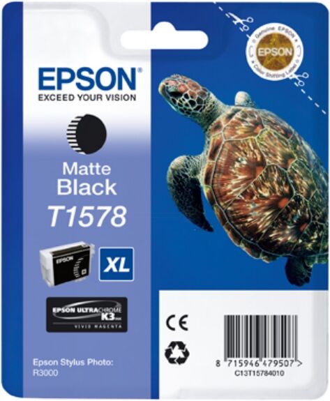 Epson Original Epson T1578 / C 13 T 15784010 Tintenpatrone mattschwarz, Inhalt: 25 ml - ersetzt Epson T1578 / C13T15784010 Druckerpatrone