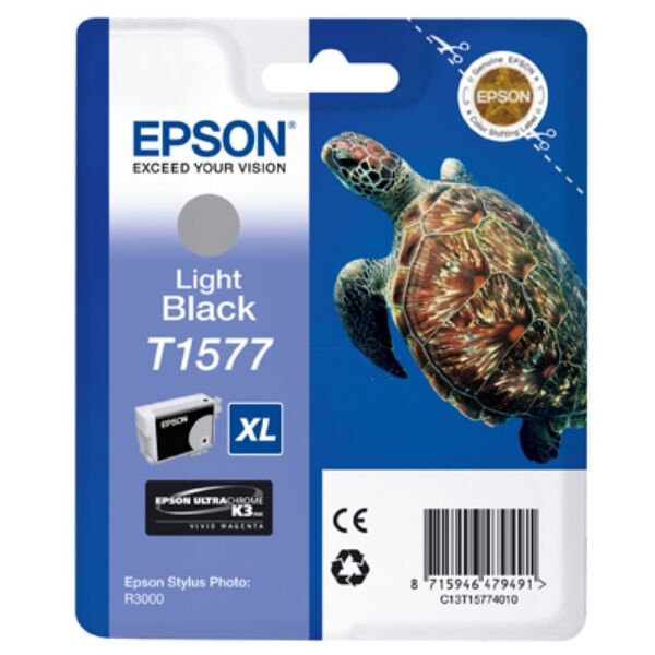 Epson Original Epson C 13 T 15774010 / T1577 Tintenpatrone schwarz, Inhalt: 25 ml - ersetzt Epson C13T15774010 / T1577 Druckerpatrone